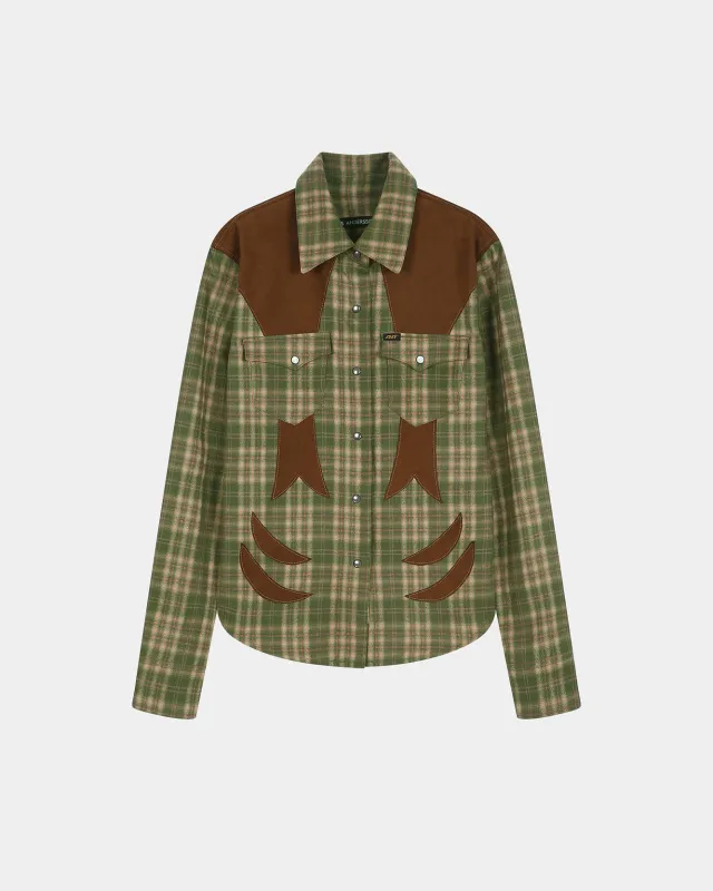 [EXCLUSIVE] CHECKERED WESTERN PATCHED SHIRT (GREEN) made by Andersson Bell
