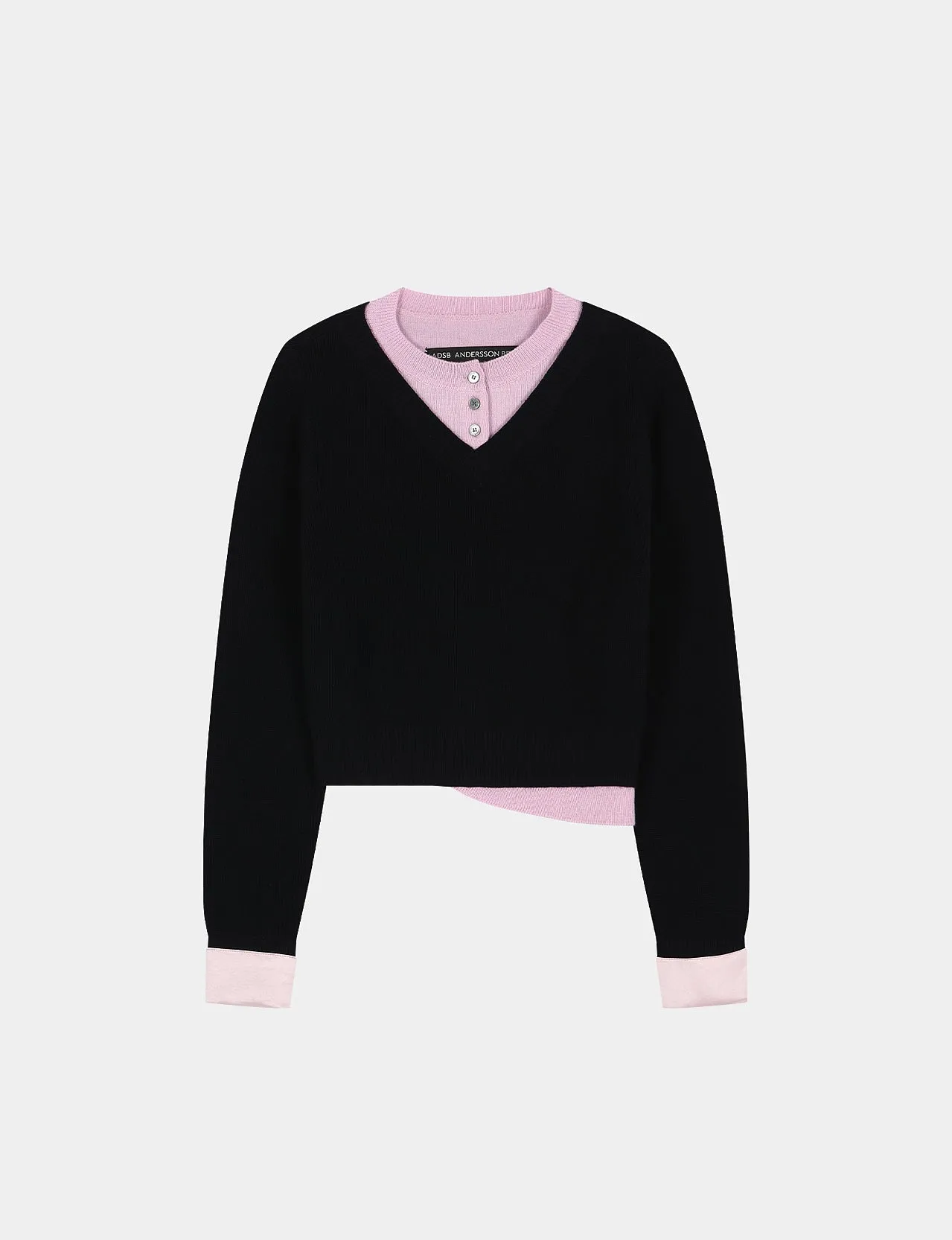 LAYERED SHIRT CUFF KNIT TOP (NAVY/PINK) sold by Andersson Bell product image thumbnail 2