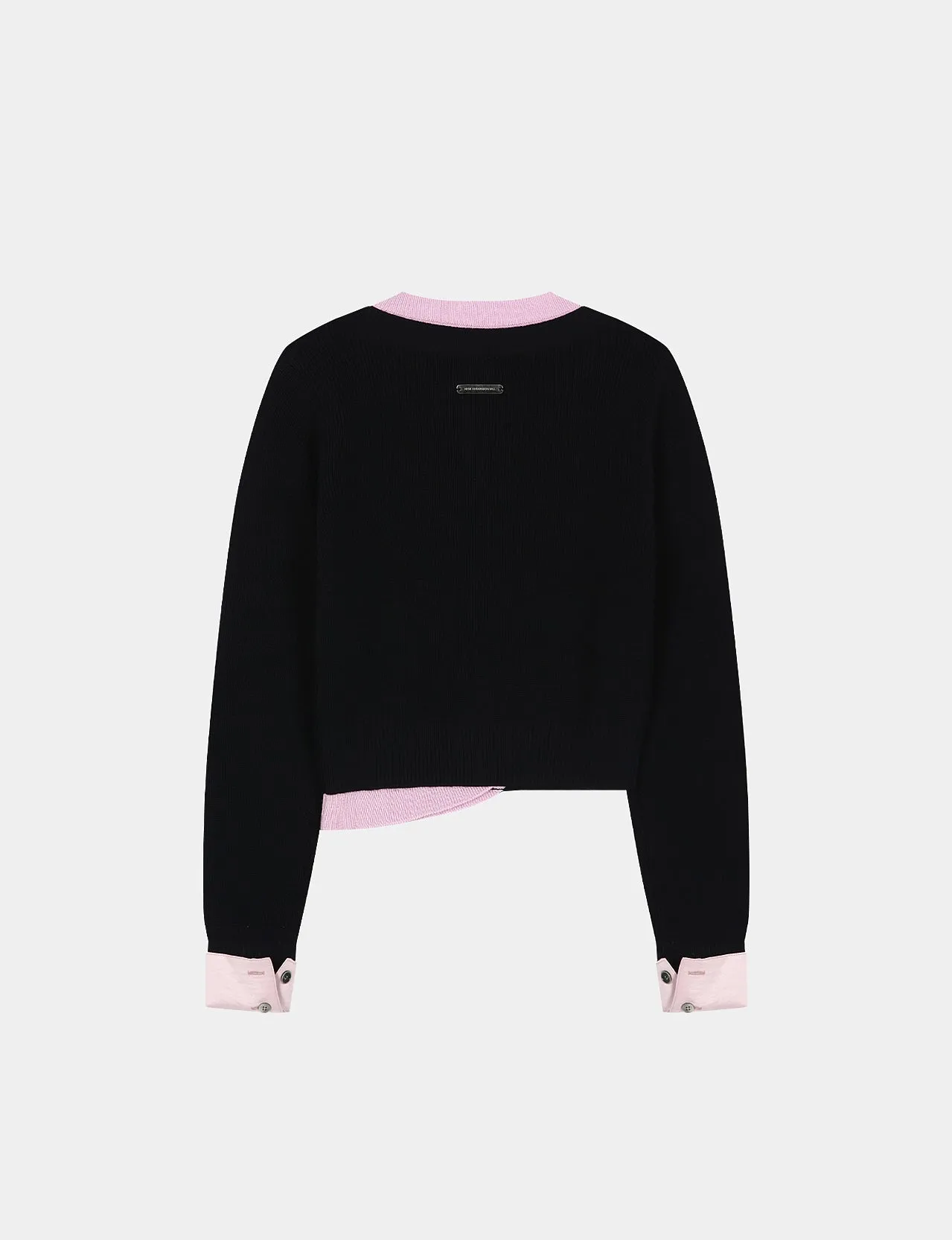 LAYERED SHIRT CUFF KNIT TOP (NAVY/PINK) sold by Andersson Bell product image thumbnail 3