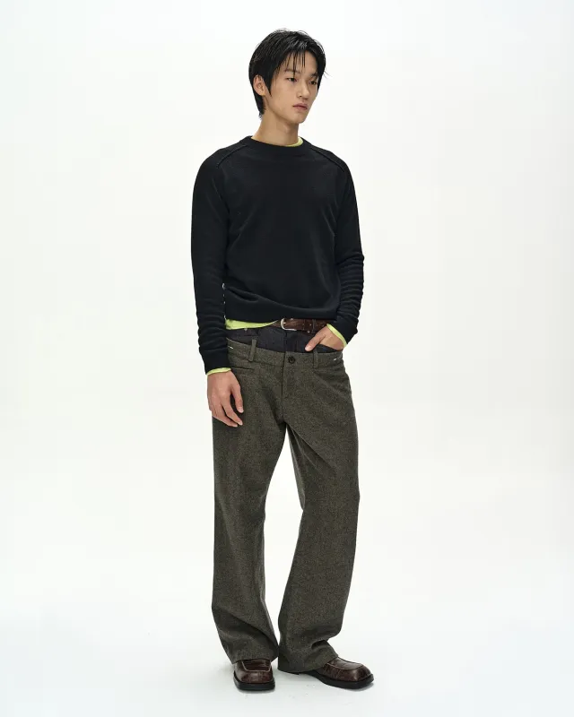DOUBLE WAIST DENIM WOOL TROUSERS (GREY/INDIGO) made by Andersson Bell