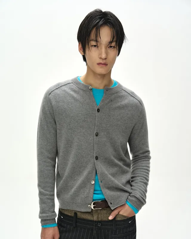 SHANE CASHMERE CREW-NECK CARDIGAN (GREY) made by Andersson Bell