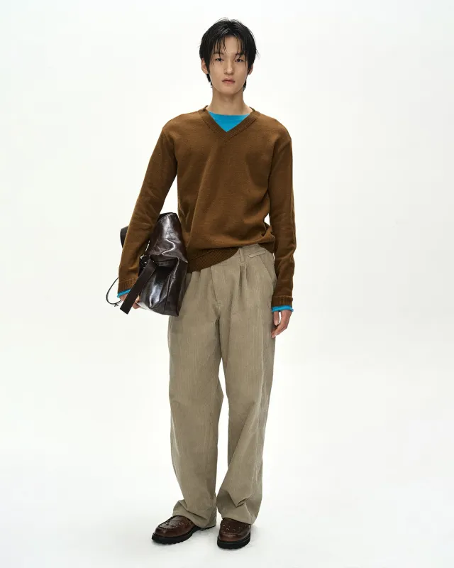 UNISEX LAYERED V-NECK SWEATER (BROWN) made by Andersson Bell