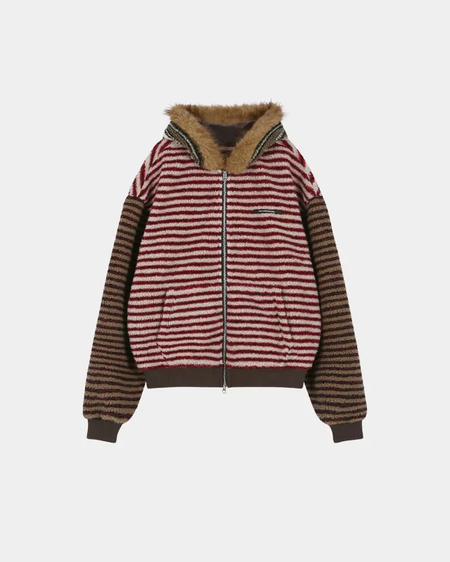 UNISEX STRIPE PATCHWORK FLEECE HOODIE ZIP-UP (MULTI) made by Andersson Bell