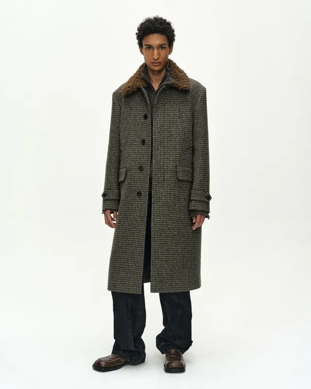 DETACHABLE FUR COLLAR CHESTERFIELD TWEED COAT (DARK GREEN) made by Andersson Bell