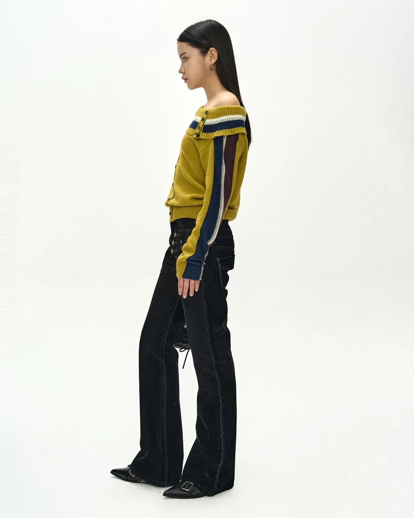 ASYMMETRIC LAYERED BOOTCUT PANTS (BLACK) sold by Andersson Bell product image thumbnail 5