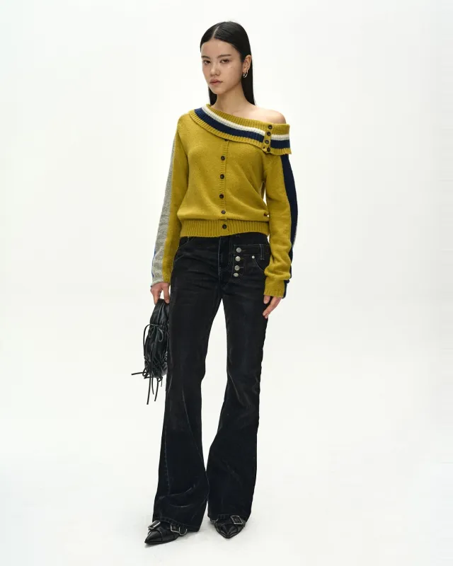 ASYMMETRIC LAYERED BOOTCUT PANTS (BLACK) made by Andersson Bell