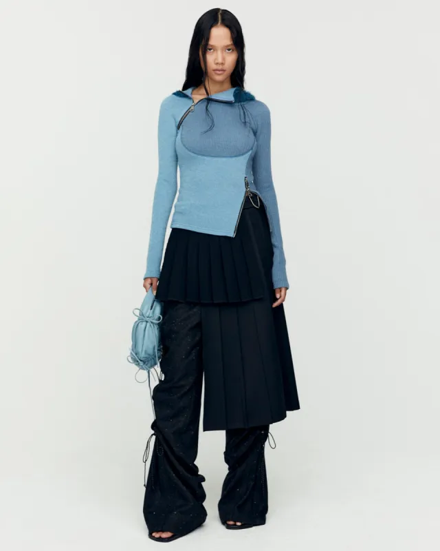 DOUBLE PLEATED WRAP SKIRT apa772w(BLACK) made by Andersson Bell