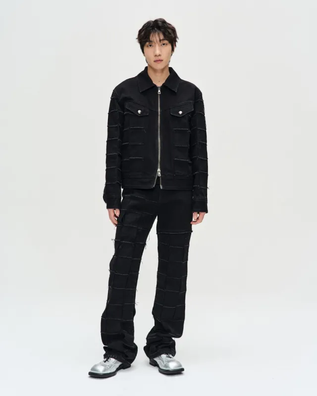 UNISEX NEW PATCHWORK DENIM JACKET awa615u(BLACK) sold by Andersson Bell