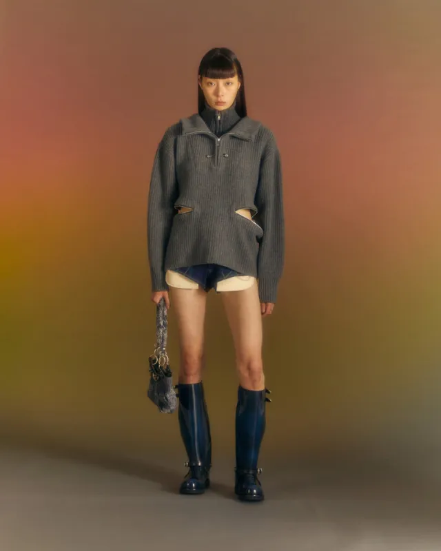 (WOMEN) QUATTRO ZIP-UP SWEATER atb992w(GREY) sold by Andersson Bell