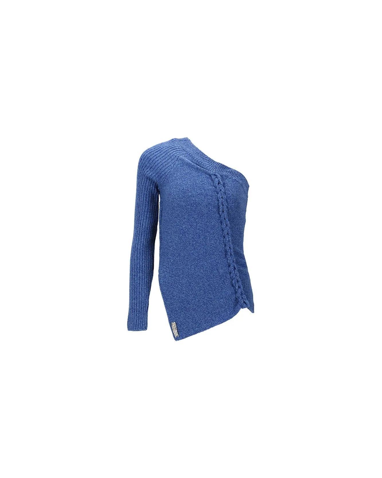 (WOMEN) HAND TWIST ASYMMETRIC KNIT TOP atb985w(MELANGE BLUE) sold by Andersson Bell product image thumbnail 2