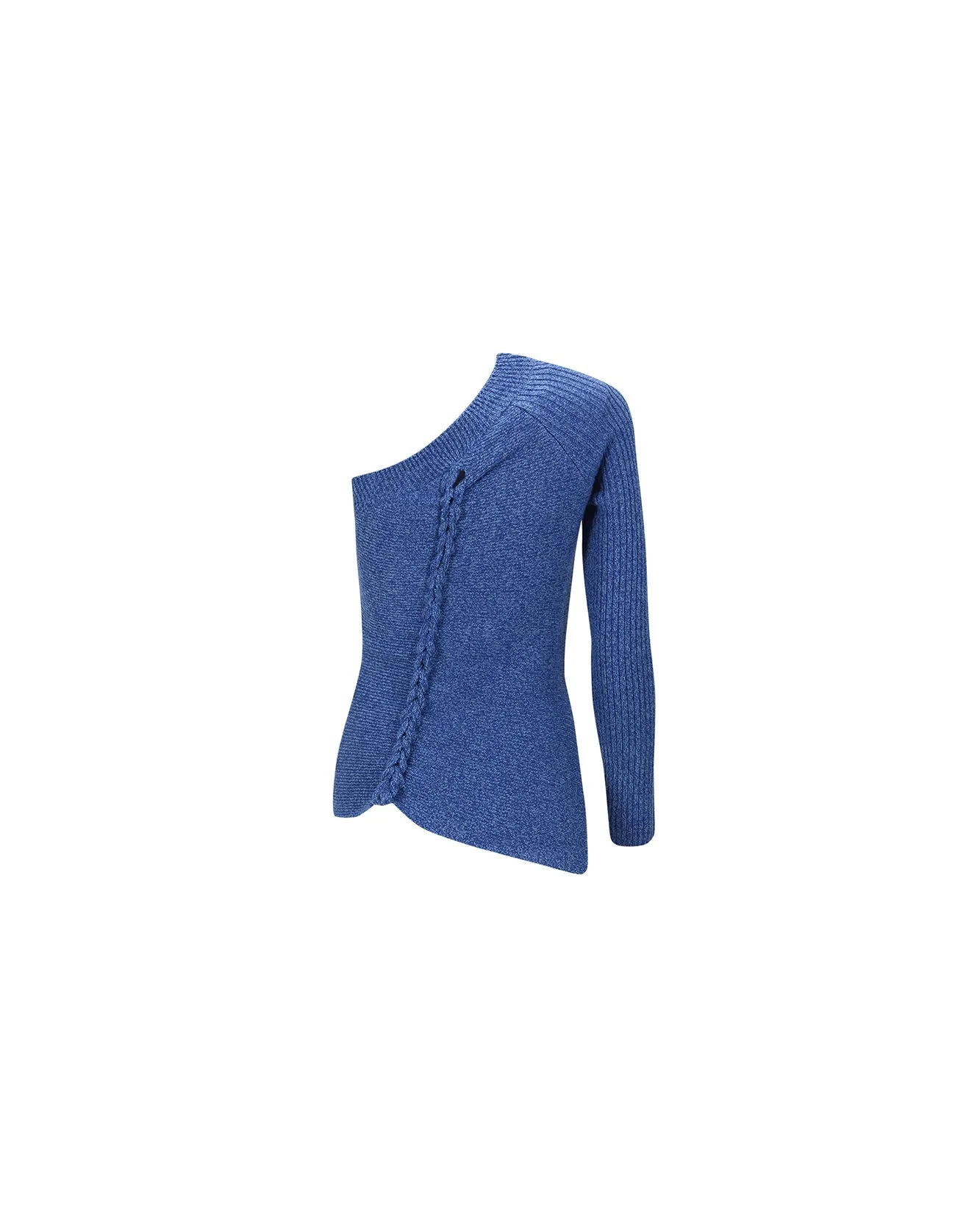 (WOMEN) HAND TWIST ASYMMETRIC KNIT TOP atb985w(MELANGE BLUE) sold by Andersson Bell product image thumbnail 4