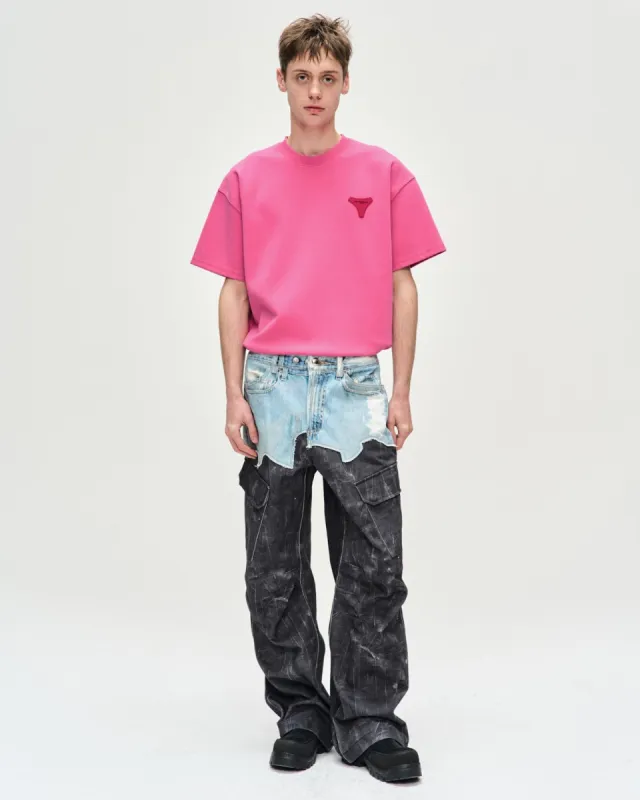 UNISEX STOOL PATCH LOGO T-SHIRTS atb1230u(PINK) made by Andersson Bell
