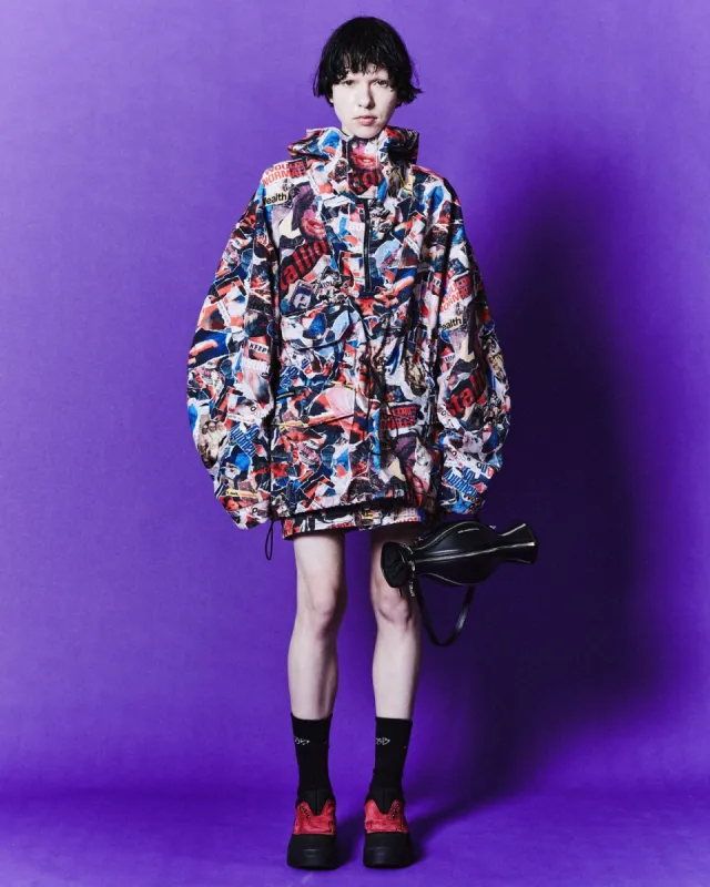 UNISEX MAGAZINE PRINTED ANORAK JACKET awa581u(RED) made by Andersson Bell