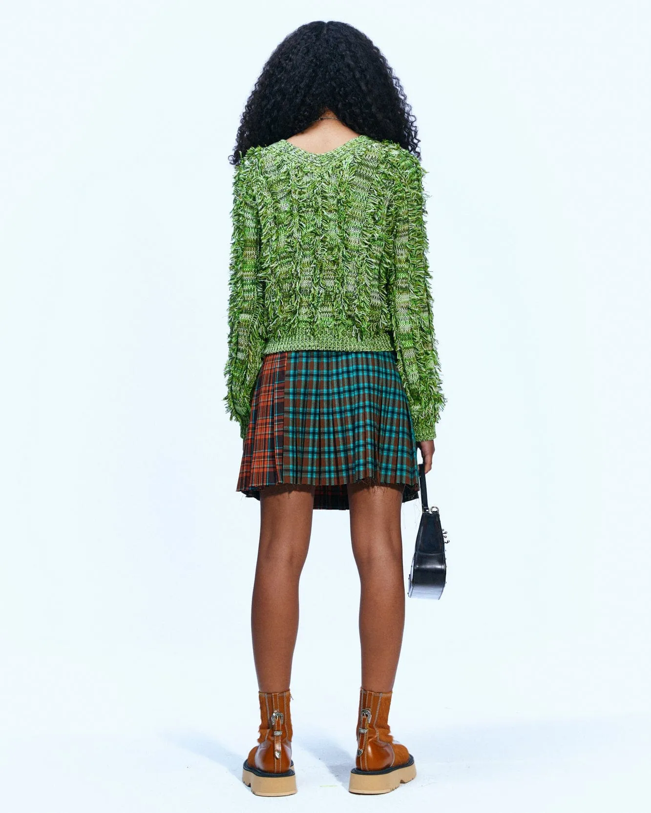 FRINGE TWO WAY SHORT CARDIGAN atb872w(GREEN) sold by Andersson Bell product image thumbnail 5