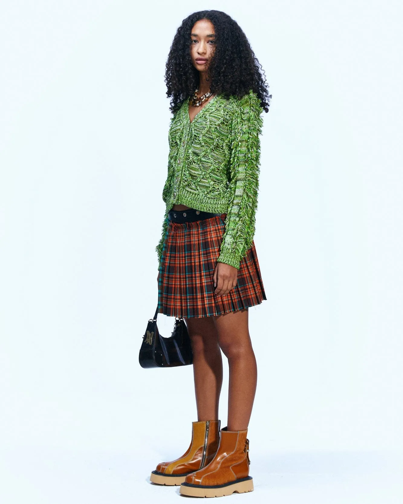 FRINGE TWO WAY SHORT CARDIGAN atb872w(GREEN) sold by Andersson Bell product image thumbnail 4