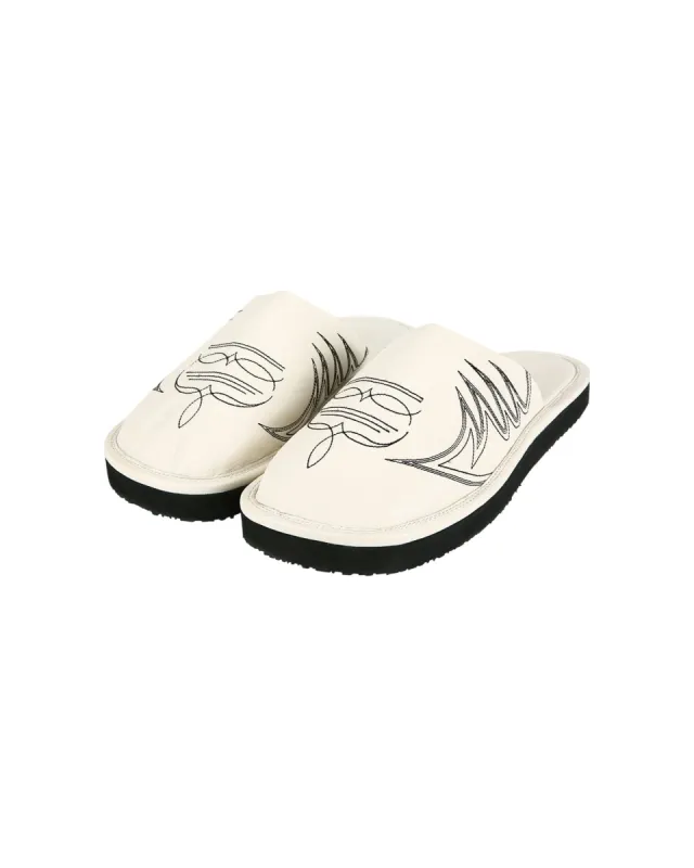 WESTERN MULE SLIPPERS aaa338m(WHITE) made by Andersson Bell