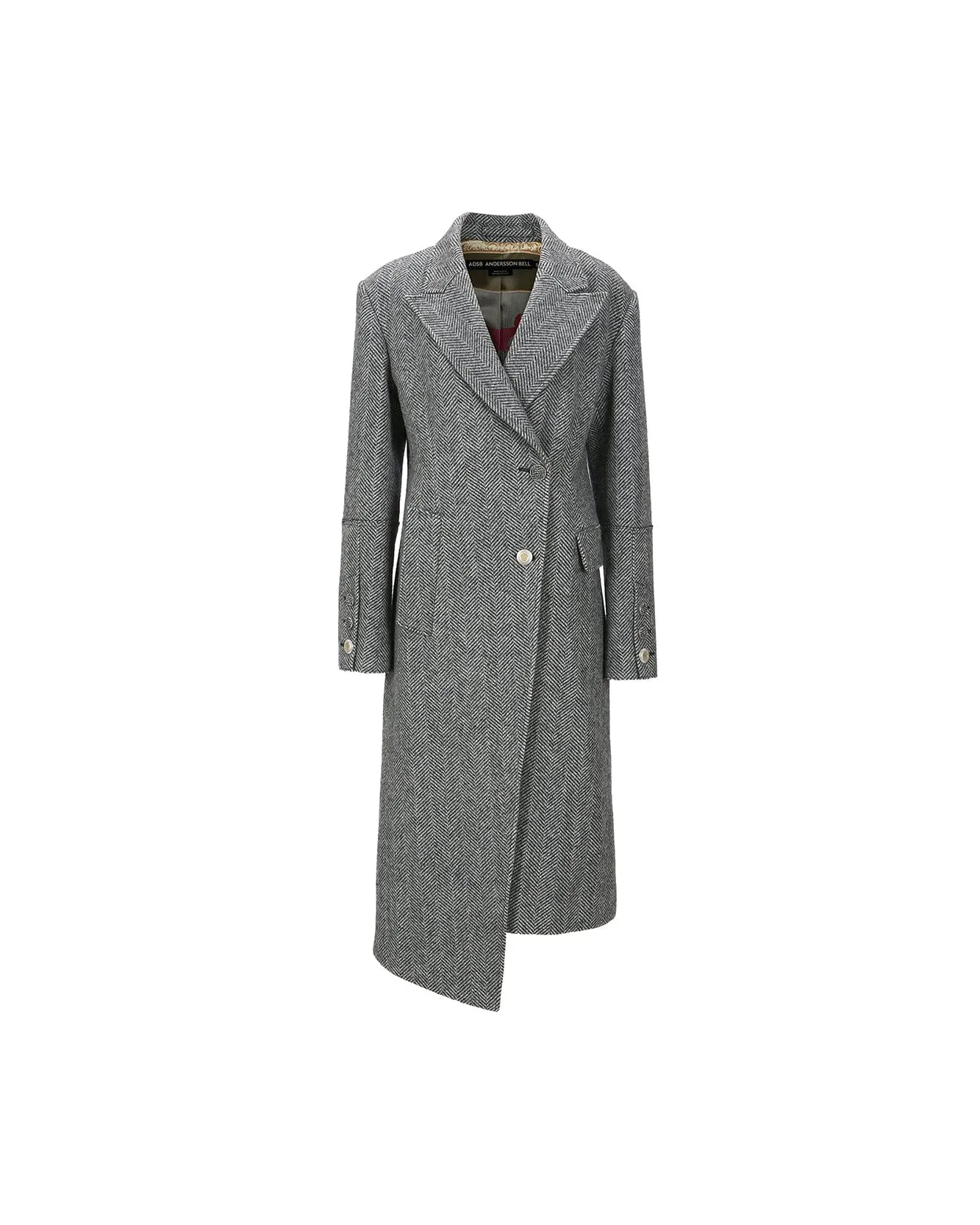 (WOMEN) ENYA HERRINGBONE ASYMMETRIC COAT awa541w(GREY) sold by Andersson Bell product image thumbnail 2