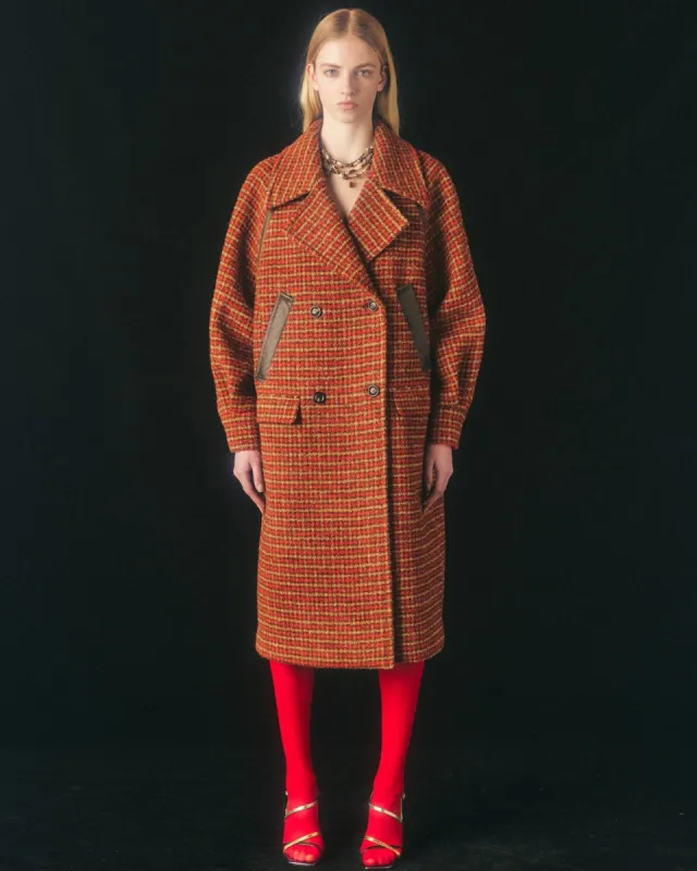 (WOMEN) NEW PRATO PUFF SLEEVES COAT awa497w(ORANGE/BROWN) made by Andersson Bell