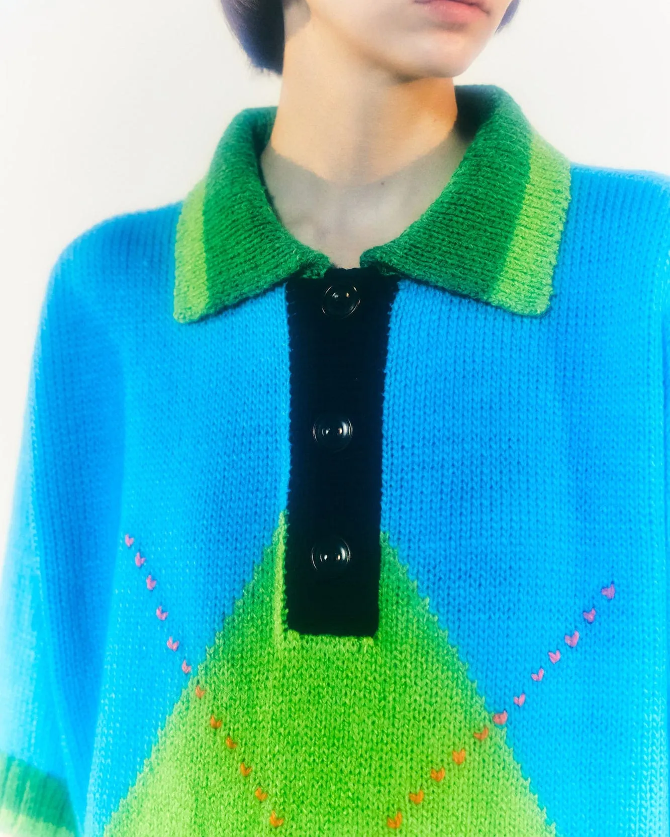 PORTELA ARGYLE OVERSIZED COLLAR KNIT atb768w(BLUE) sold by Andersson Bell product image thumbnail 4