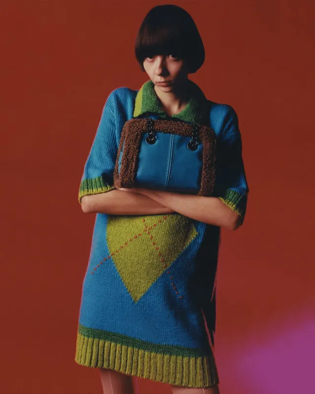 PORTELA ARGYLE OVERSIZED COLLAR KNIT atb768w(BLUE) sold by Andersson Bell