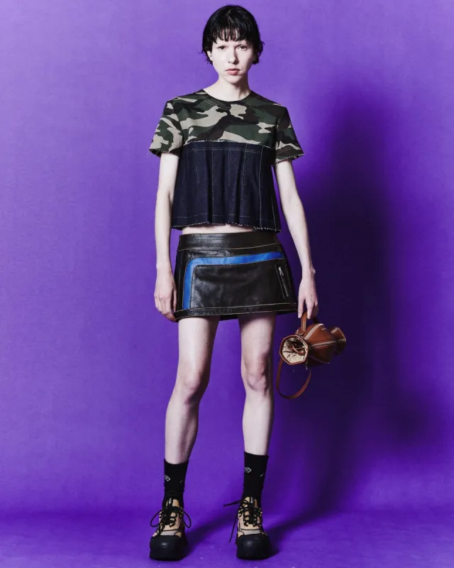 (WOMEN) CAMOUFLAGE PLEATS DENIM TOP atb1092w(KHAKI INDIGO) made by Andersson Bell