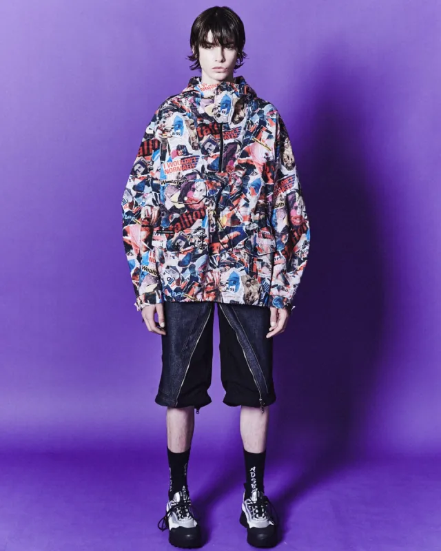 UNISEX MAGAZINE PRINTED ANORAK JACKET awa581u(RED) made by Andersson Bell