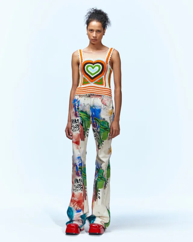 LOVE RIRI CROCHET HEART TOP atb736w(ORANGE/BLUE) sold by Andersson Bell