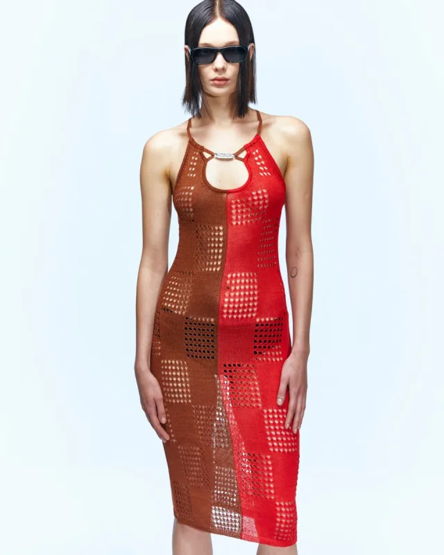 KEIRA BLOCK KNIT DRESS atb935w(RED) made by Andersson Bell