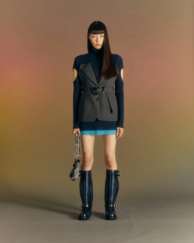 (WOMEN) LERA TAILORED COMBO KNIT DRESS atb987w(CHARCOAL) made by Andersson Bell