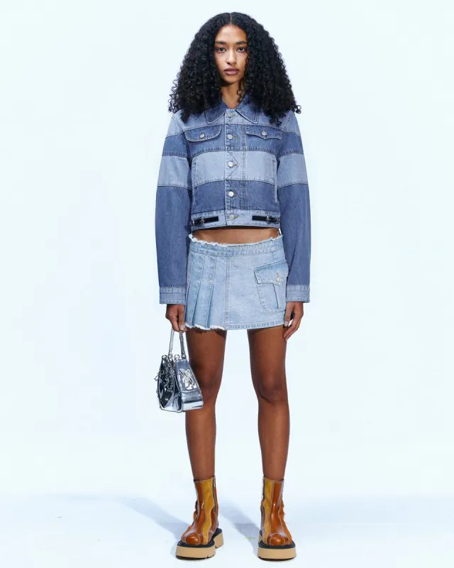 MAHINA BLOCKING PATCHWORK DENIM JACKET awa519w(WASHED BLUE) sold by Andersson Bell