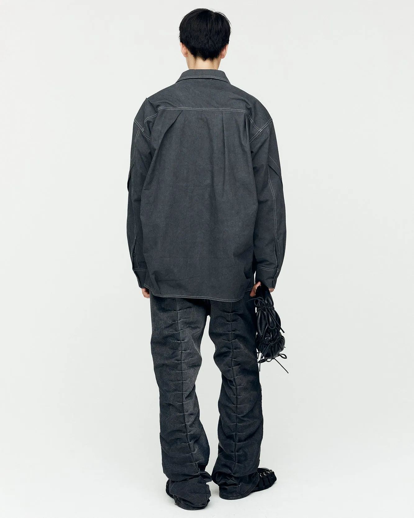 RIVOLI WASHED TUCK PANTS apa752m(WASHED BLACK) sold by Andersson Bell product image thumbnail 4