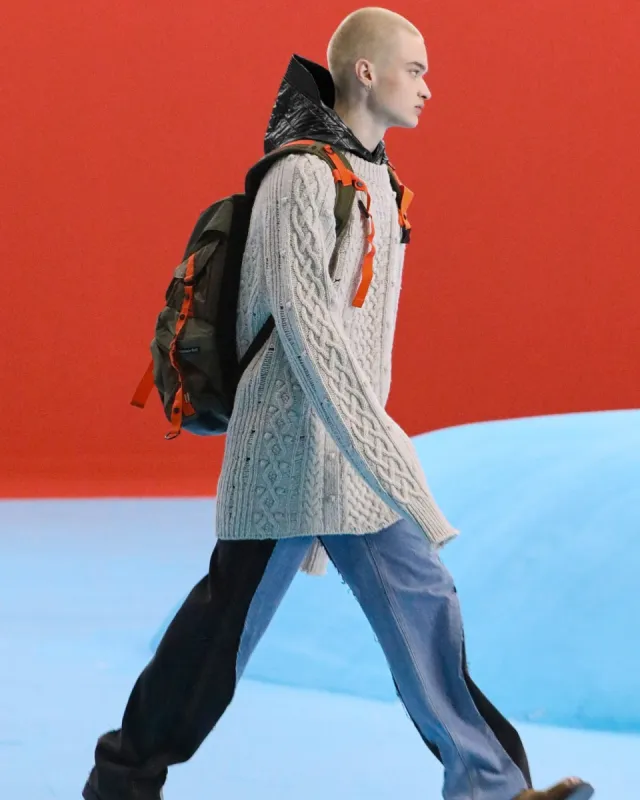 LONG CABLE SWEATER atb815m(ECRU) made by Andersson Bell