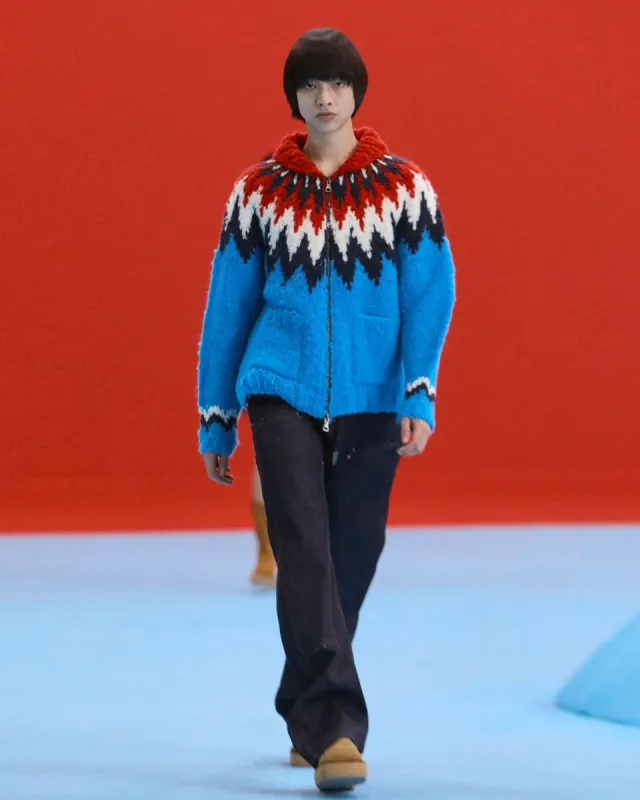 RIVERTON HANDMADE NORDIC CARDIGAN atb814m(RED/BLUE) sold by Andersson Bell