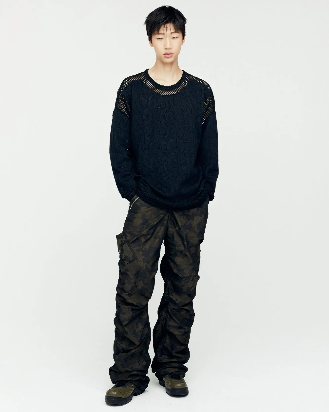 LAYERED CREW-NECK SWEATER atb1151m(BLACK) sold by Andersson Bell product image thumbnail 4