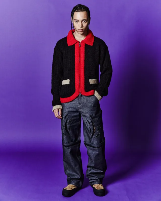 LASER CUT-OUT WIDE LEG JEANS apa694m(INDIGO) sold by Andersson Bell