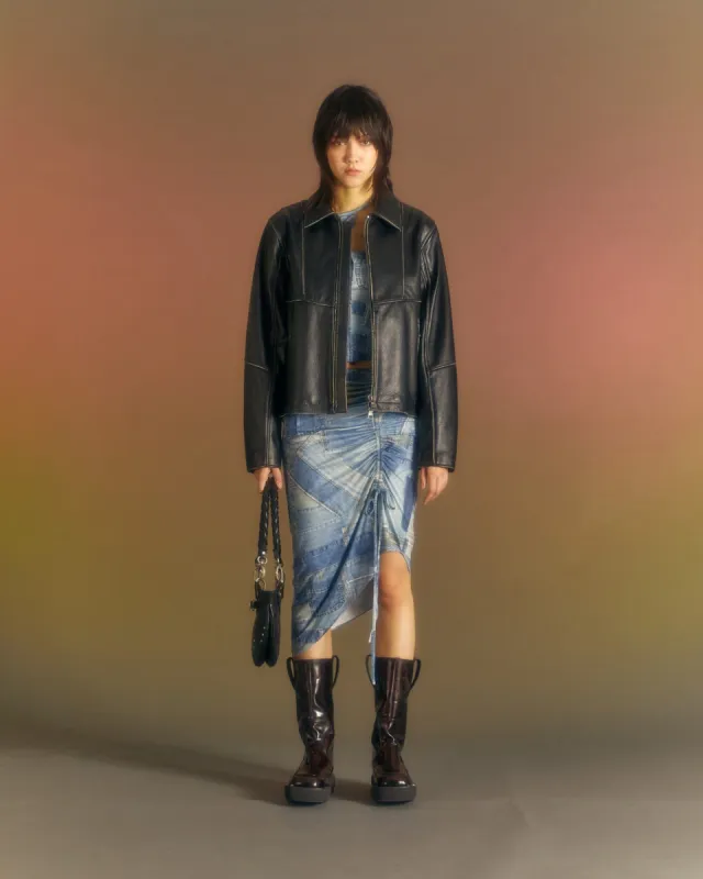 UNISEX DRESZEN LEATHER ZIP-UP JACKET awa571u(BLACK) made by Andersson Bell