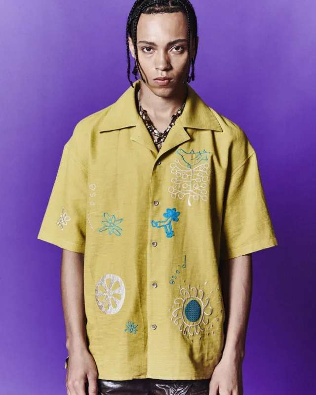 APRIL EMBROIDERY OPEN COLLAR SHIRTS atb1054m(YELLOW) sold by Andersson Bell