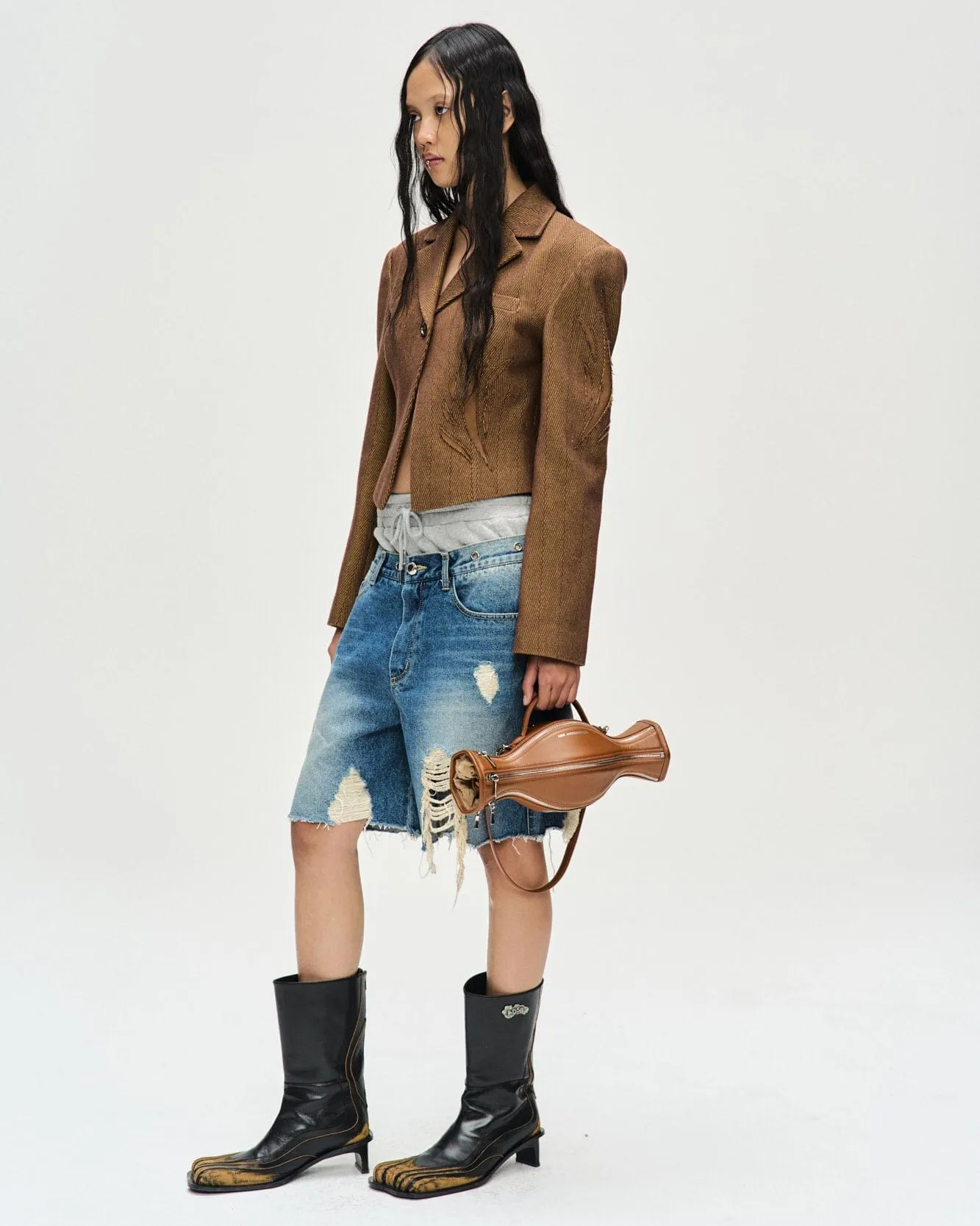 (WOMEN) HANNAH LASER-CUT CROPPED JACKET awa602w(BROWN) sold by Andersson Bell product image thumbnail 4