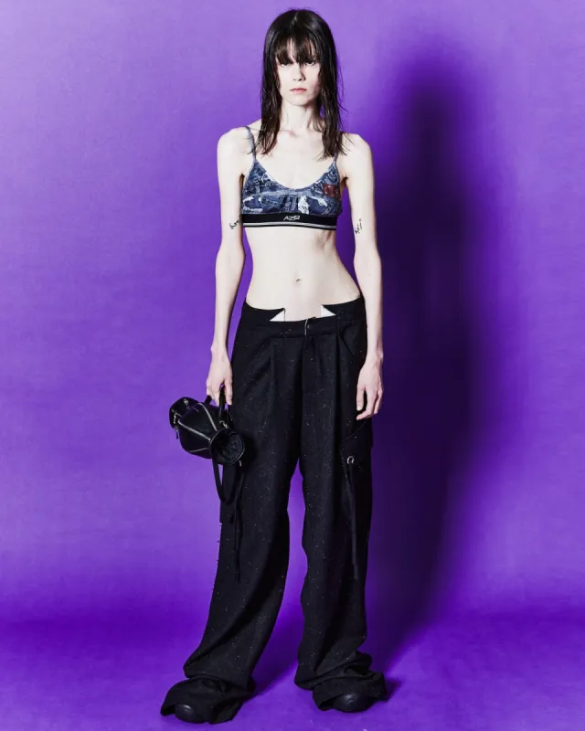 (WOMEN) DENIM PRINTED BRA-TOP atb1112w(BLACK) made by Andersson Bell
