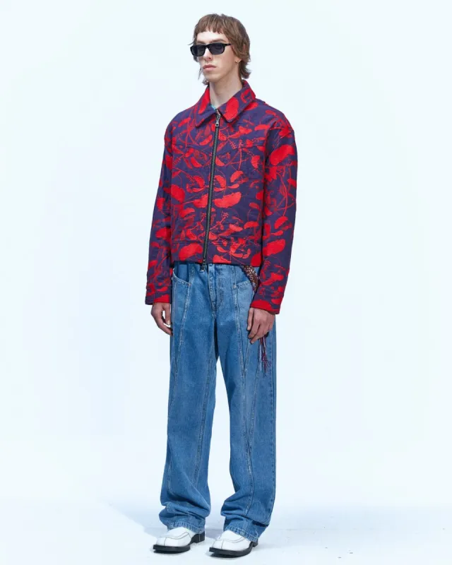 FLOWER EMBROIDERY ZIP-UP JACKET awa514m(NAVY) sold by Andersson Bell