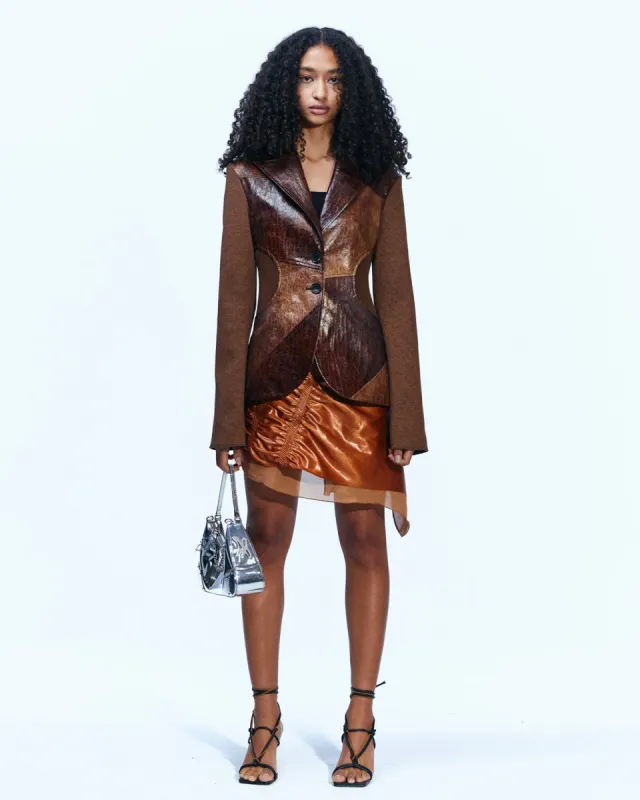 BECCA FAUX LEATHER PATCH JACKET awa521w(BROWN) made by Andersson Bell