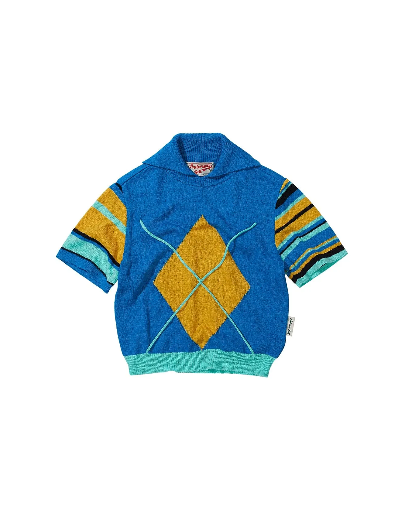 ARGYLE STRIPE POLO KNIT TOP atb712w(BLUE) sold by Andersson Bell product image thumbnail 2