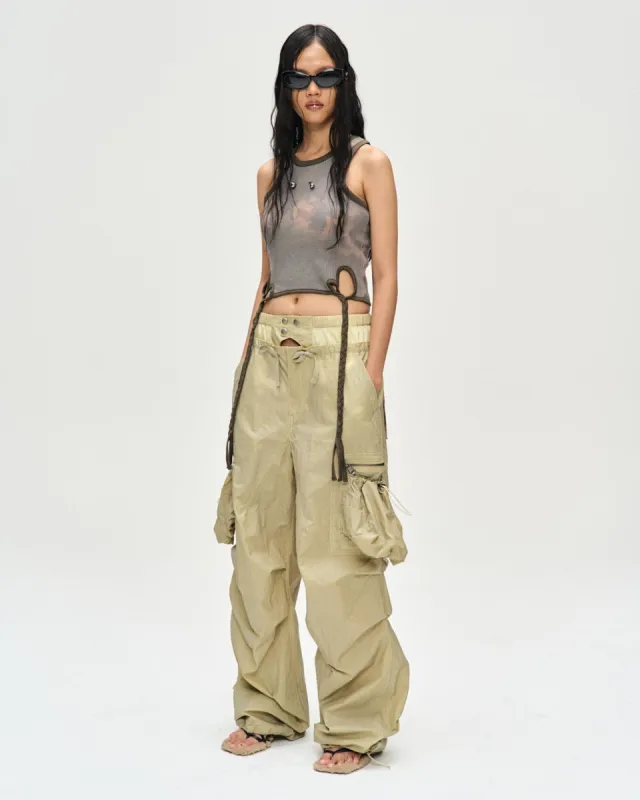 (WOMEN) BALLOON POCKET PARACHUTE PANTS apa709w(YELLOW BEIGE) sold by Andersson Bell