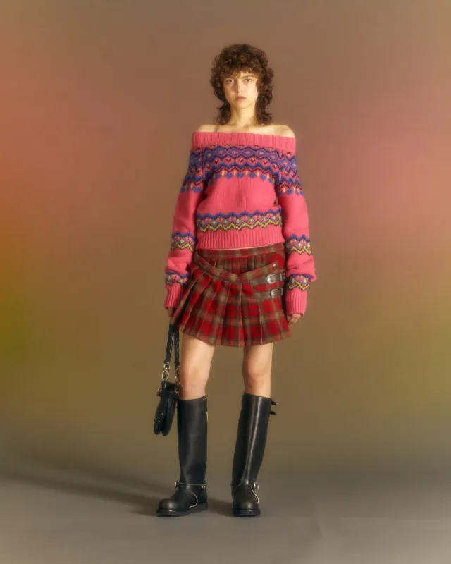 (WOMEN) TAKO NORDIC OFF-SHOULDER KNIT TOP atb988w(PINK) made by Andersson Bell