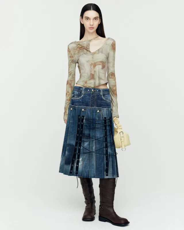 WILLOW CUT-OUT JERSEY TOP atb1187w(BEIGE) made by Andersson Bell