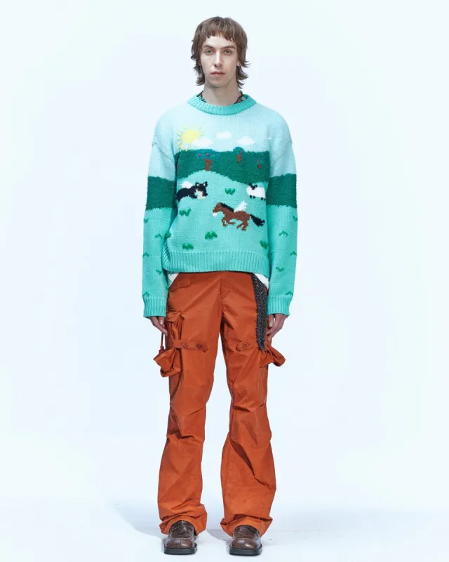 SUMMER GARDEN INTARSIA SWEATER atb855m(GREEN) made by Andersson Bell
