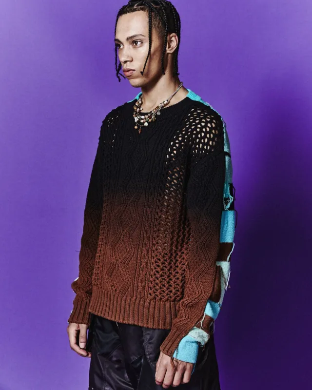 FISHERMAN INTARSIA CREW-NECK SWEATER atb1064m(BLACK) sold by Andersson Bell