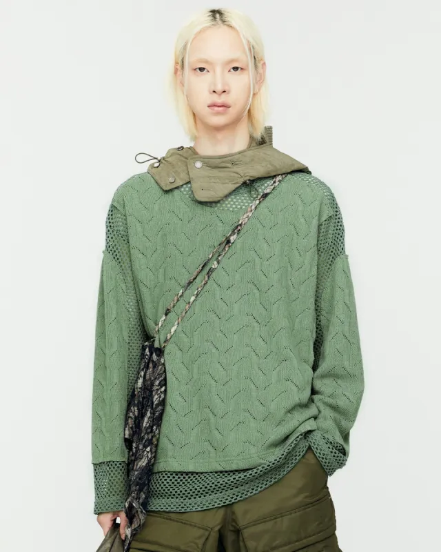 LAYERED CREW-NECK SWEATER atb1169m(KHAKI) sold by Andersson Bell