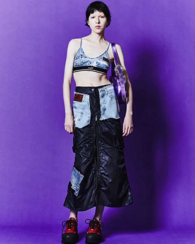 (WOMEN) DENIM PRINTED BRA-TOP atb1112w(BLUE) made by Andersson Bell
