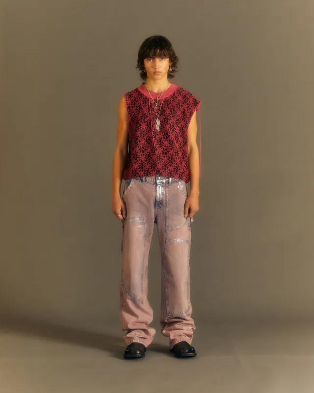 FLOWER ASH VEST atb1021m(BLACK/PINK) sold by Andersson Bell